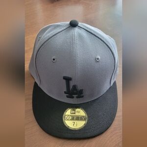 New Era 5950 MLB Los Angeles Dodgers Fitted Hat Black Gray 7 1/2
